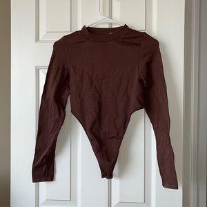 BROWN sweater BODYSUIT| Brown long sleeved bodysuit |brown sweater